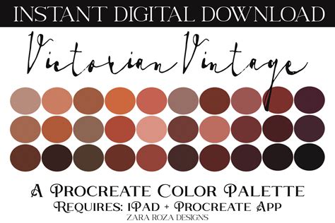 Victorian Vintage Procreate Palette Graphic By Zararozadesigns