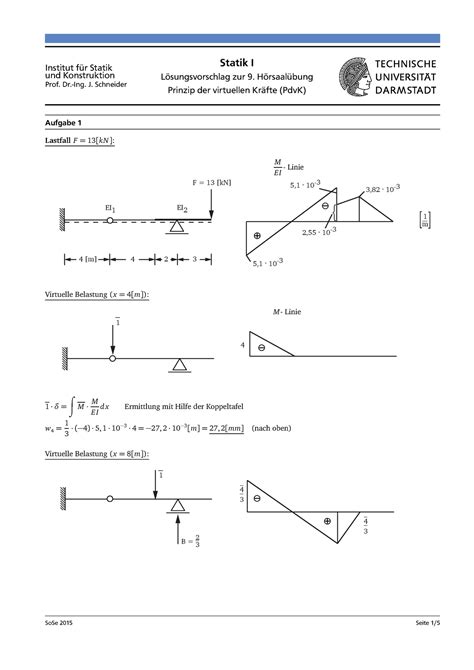 Loesung Sommersemester Statik I Institut F R Statik Und