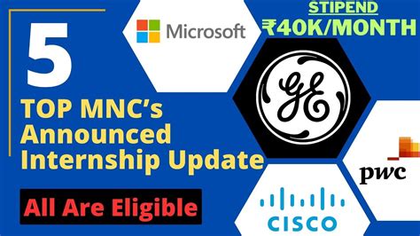 Top Mnc S Internship Stipend K Month All Are Eligible