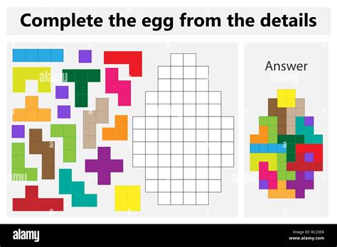 Puzzle Game With Colorful Details For Children Complete The Egg Hard