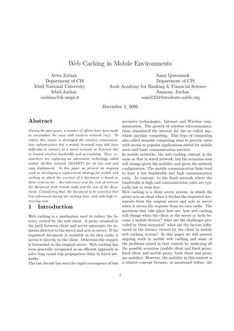 Data Caching In Mobile Computing