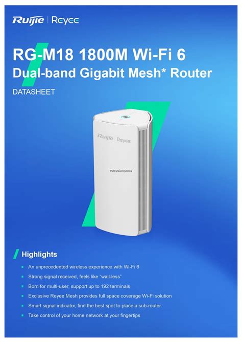 Ruijie Reyee Wi Fi 6 Router RG M18 1800M Wi Fi 6 Dual Band Gigabit