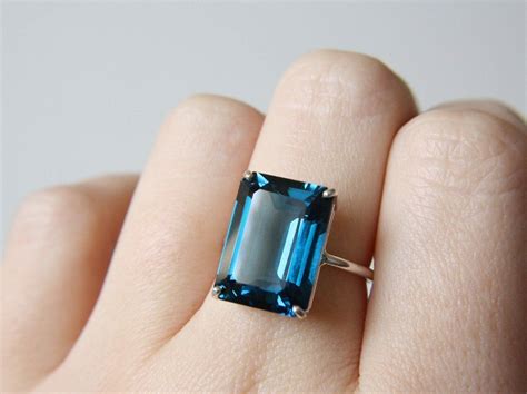 X Emerald Cut London Blue Topaz Ring London Blue Topaz Engagement