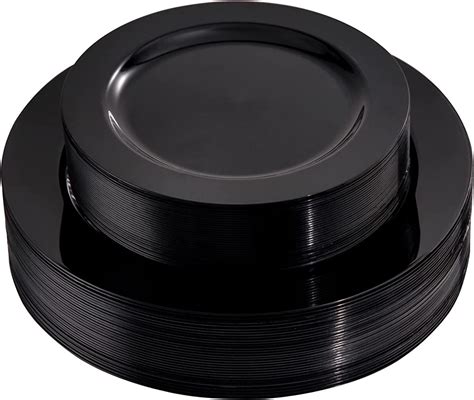 Wdf Pcs Black Disposable Plastic Plates Includes Dinner