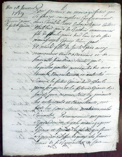 Brainans Notre Histoire 1759 01 16 Contrat De Mariage Philibert PARIS