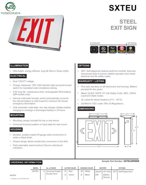 Steel Exit Sign Lighting Supply Outlet