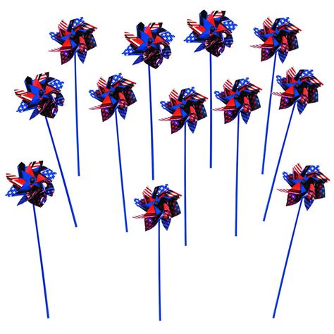 12 Pieces Jumbo Patriotic Pinwheels 4th Of July Garden Outdoor