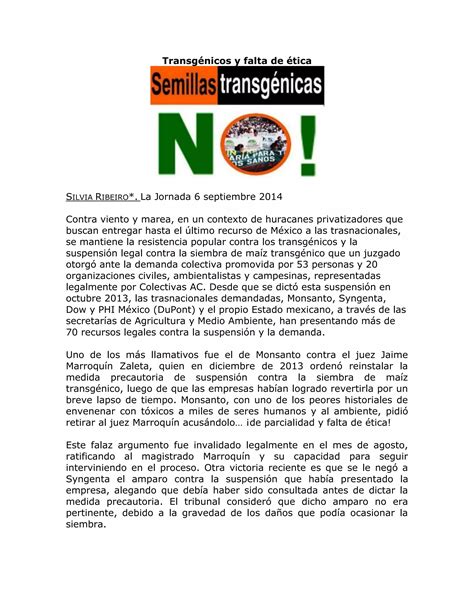 Transgénicos y falta de ética PDF