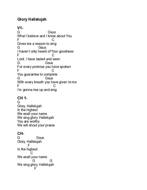 Glory Hallelujah Chords Pdf Canyon Hills Worship Praisecharts Hot Sex