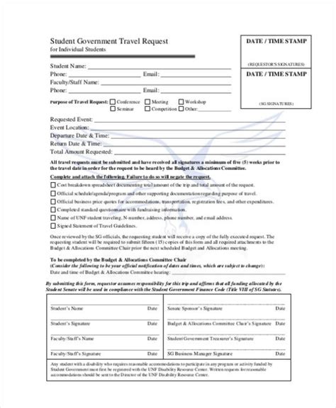 Travel Request Form Template Word