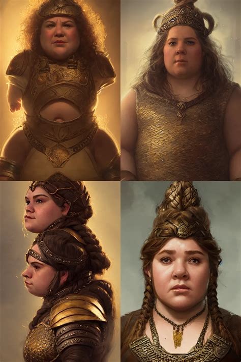 Krea Portrait Chubby Female Dwarf Queen Bronze Dwarven