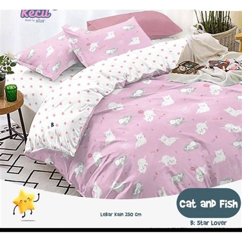 Jual Sprei Katun Star Collection Motif Cat And Fish Ajwa Shopee