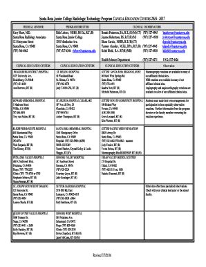 Fillable Online Santa Rosa Junior College Radiologic Technology Program