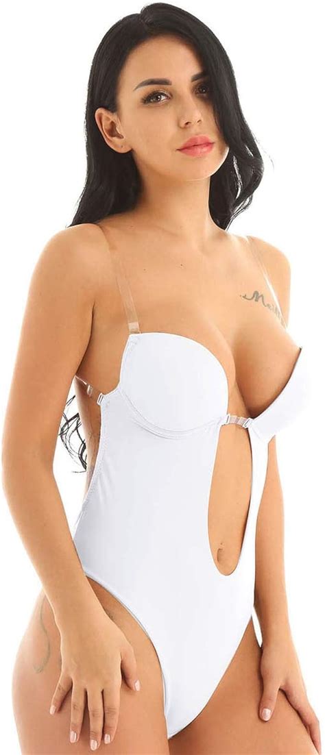 Inlzdz Body Femme Dos Nu Gainant Sculptant Bustiers Col V Profond Soutien Gorge Push Up Lingerie