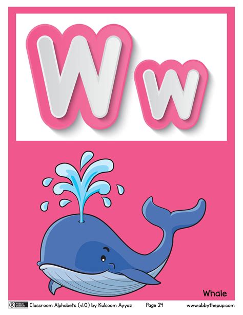 Letter W Is For Whale Flashcard Free Printable Papercraft Templates