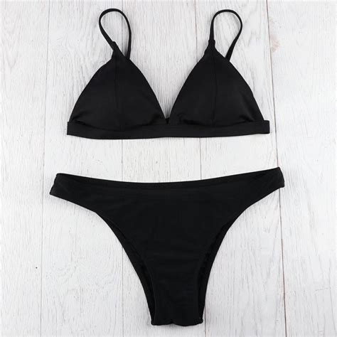 Buy Women Sexy Solid Color Bikini Set Push Up Swimwear Two Pieces Solid