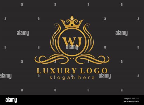 Wj Letter Royal Luxury Logo Template In Vector Art For Restaurant