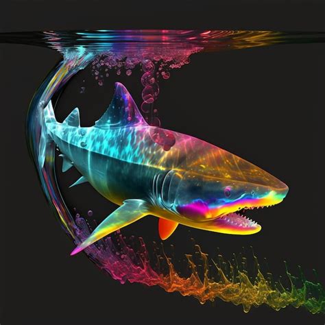 Premium Ai Image A Shark With A Rainbow Colored Background