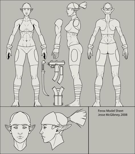 Character Sheet With Front Back And Side Character Model Sheet