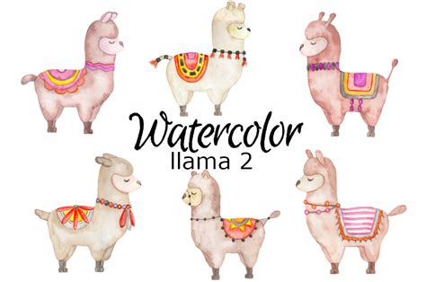 Watercolor Llama 2 Clipart Alpaca By Goodfairyclipart Thehungryjpeg