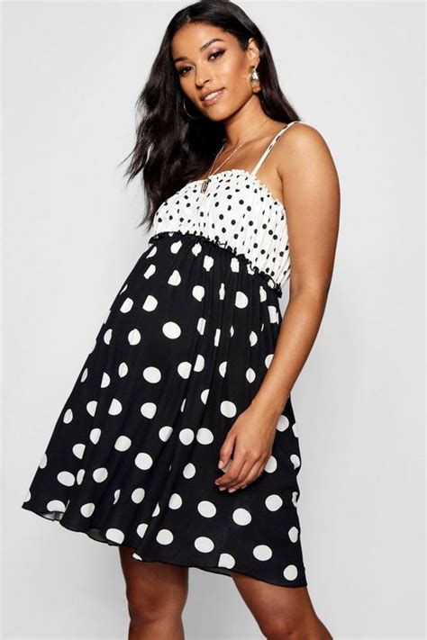 Maternity Mixed Polka Dot Smock Dress Boohoo