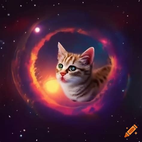 Photorealistic Kitten Flying Through Psychedelic Outer Space On Craiyon