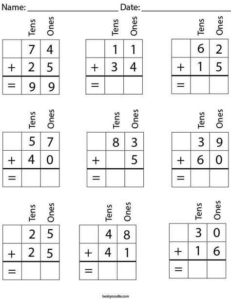 Two Digits Addition And Subtraction Worksheetsr Worksheetscity