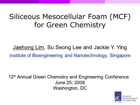 Siliceous Mesocellular Foam MCF For Green Chemistry Ppt Video