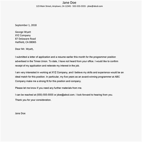 Job Application Follow Up Letter How To Write A Follow Up Letter