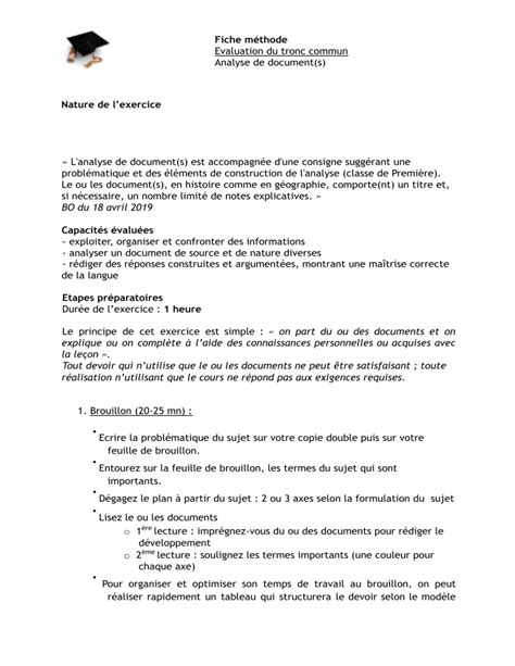 Fiche méthode analyse de documents 2021 22