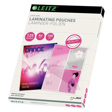 Pochettes De Plastification Leitz ILAM A4 Epaisseur 125 Microns Par