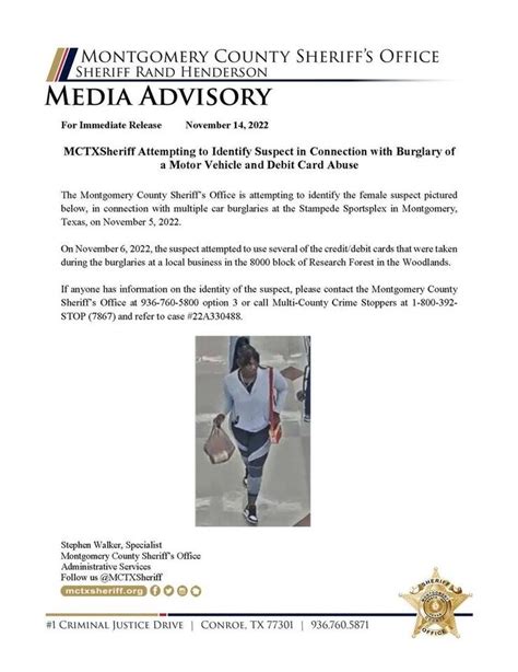 Mctxsheriff Attempting To Identify Suspect Moco Motive