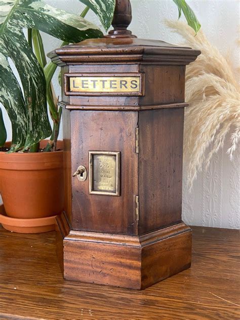 Miniature Mahogany Wood Post Box Royal British English Victorian Style