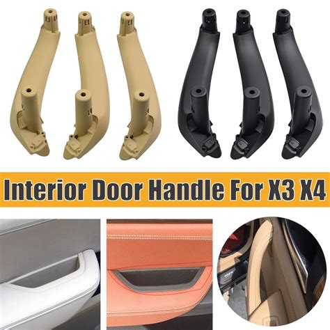 4pcs Black Beige Car Front Rear Left Right Interior Door Handle Inner