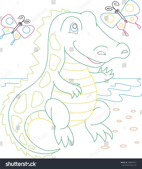 Crocodile Coloring Book Page Animals Cartoon Stock Vector (Royalty Free ...