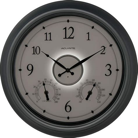 AcuRite 75455M LED Illuminated Pewter Outdoor Clock 18 72397754552