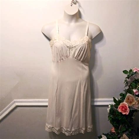 Vintage Intimates Sleepwear Rare Vintage Sears Size Tall Nude Floral Embroidered Lace