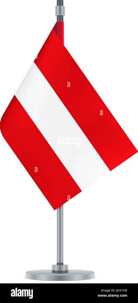 Flag Design Austrian Flag Hanging On The Metallic Pole Isolated