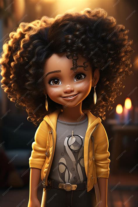 Premium Ai Image Curly Haired Black Girl