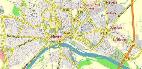 _Bourgogne France Vector Map exact extra detailed All Roads Cities ...