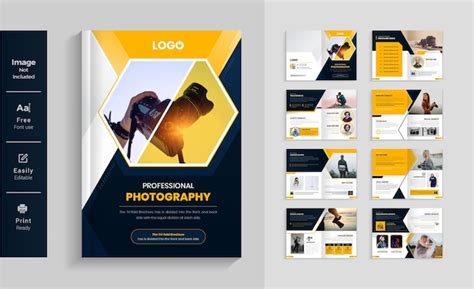 Premium Vector 16 Pages Photography Brochure Design Template Colorful