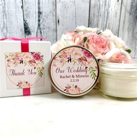 Blush Wedding Favor Candles Floral Wedding Favors Blush And Gold