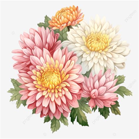 Ilustración De Arreglo Floral De Crisantemo PNG Crisantemo Aster