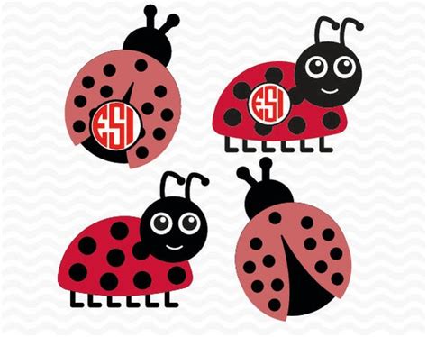 Ladybug Monogram Svg