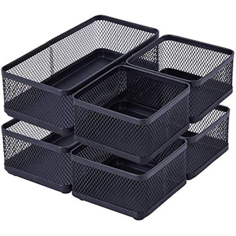 Stackable Desk Drawer Organizer Mesh Metal Desktop Collection Holder