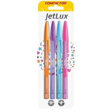 Caneta Esferográfica Compactor Jetlux 4 Cores MundoLápis