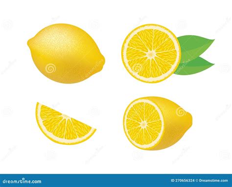 Fresh Juicy Lemon Citrus Fruit Icon Set Vector Isolated On A White Background Stock Vector