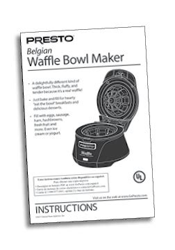 Instruction Book for the Waffle Bowl Maker - Waffle Makers - Presto®