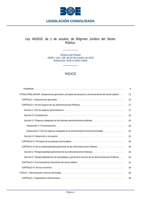 Ley De De Octubre De R Gimen Jur Dico Del Sector P Blico
