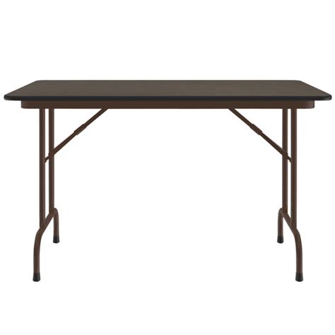 Correll 30 X 48 Walnut Light Duty Melamine Folding Table With Brown Frame